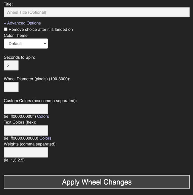 Tạo vòng quay may mắn bằng Wheel decide 1